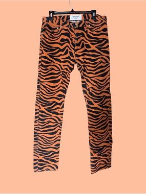 Noon Goons Tiger/Zebra Stripe Orange & Black Men’s Skinny Jeans